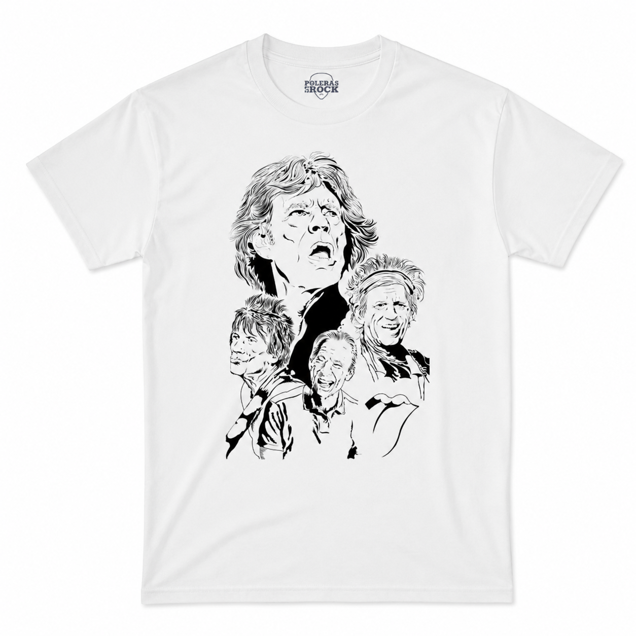 Polera The Rolling Stones Mick Jagger Vintage Blanco