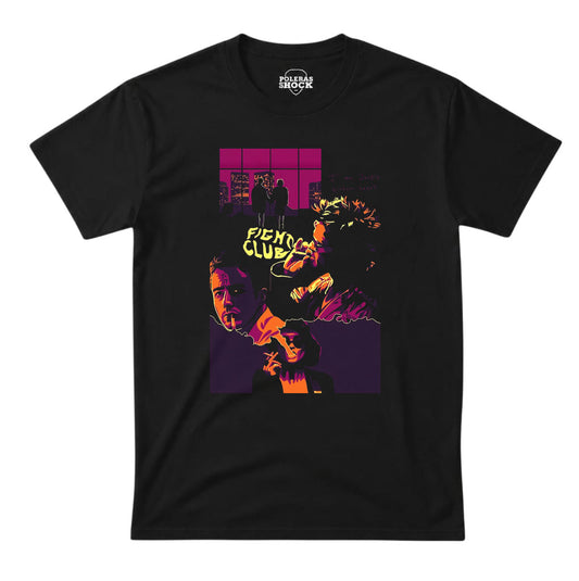 Polera Fight Club - Iconic Collage Neon - negra