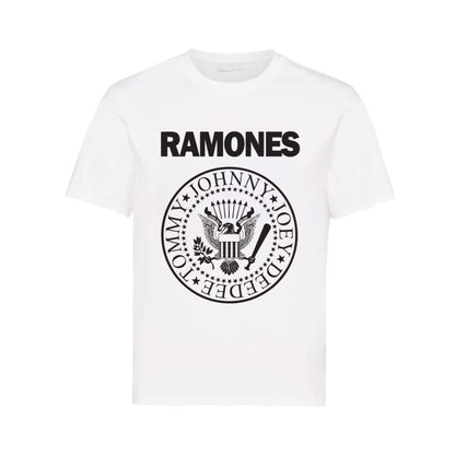 Polera The Ramones Blanca logo (Negro)