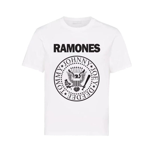 Polera The Ramones Blanca logo (Negro)