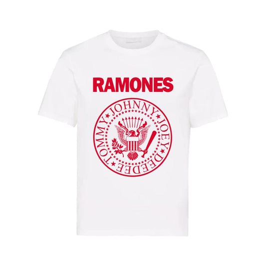 Polera The Ramones Blanca logo (Rojo)