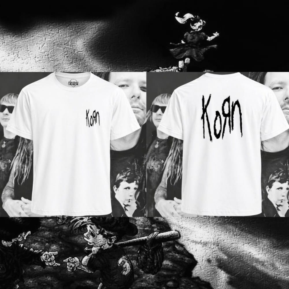 Polera blanca de Korn con doble estampado