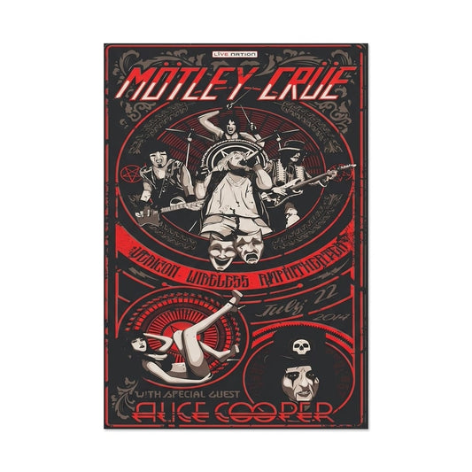 Póster vintage de Mötley Crüe, glam metal