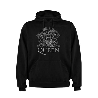 Polerón negro de Queen, logo Crest