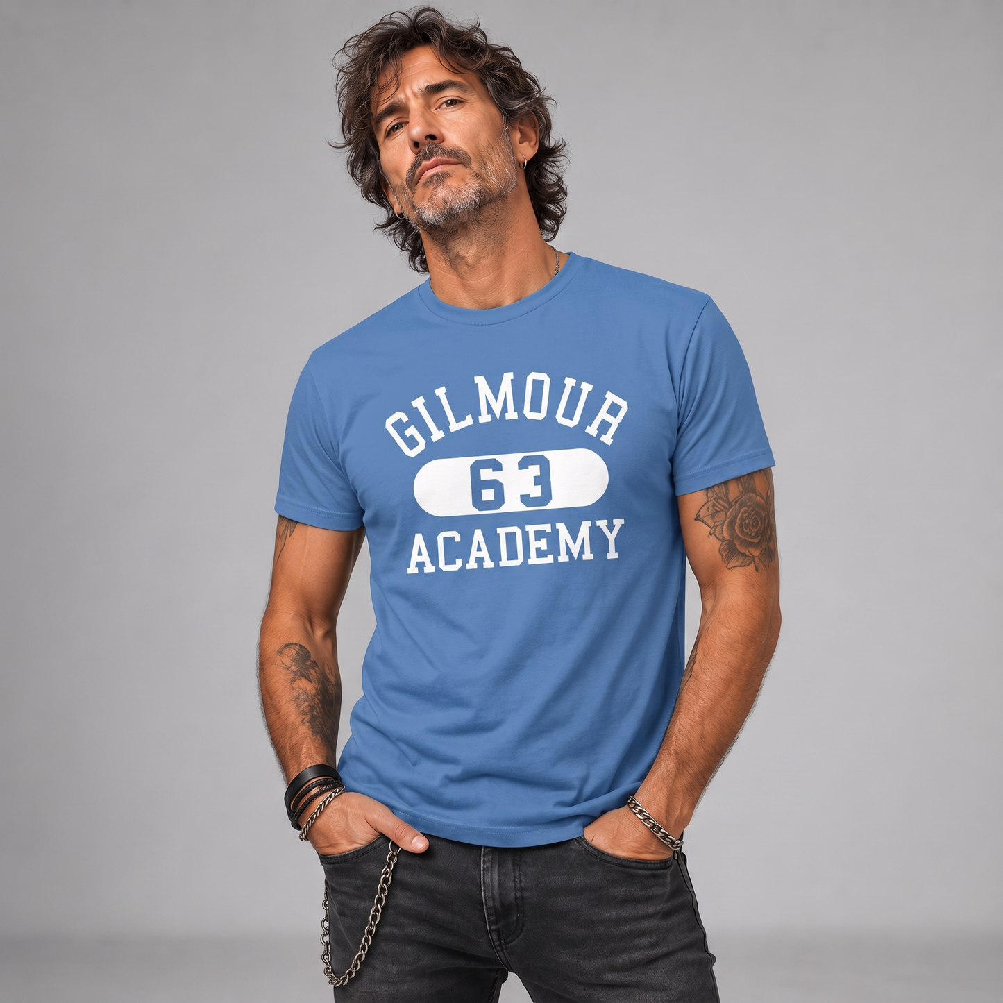 Modelo con la polera de David Gilmour de Poleras de Rock