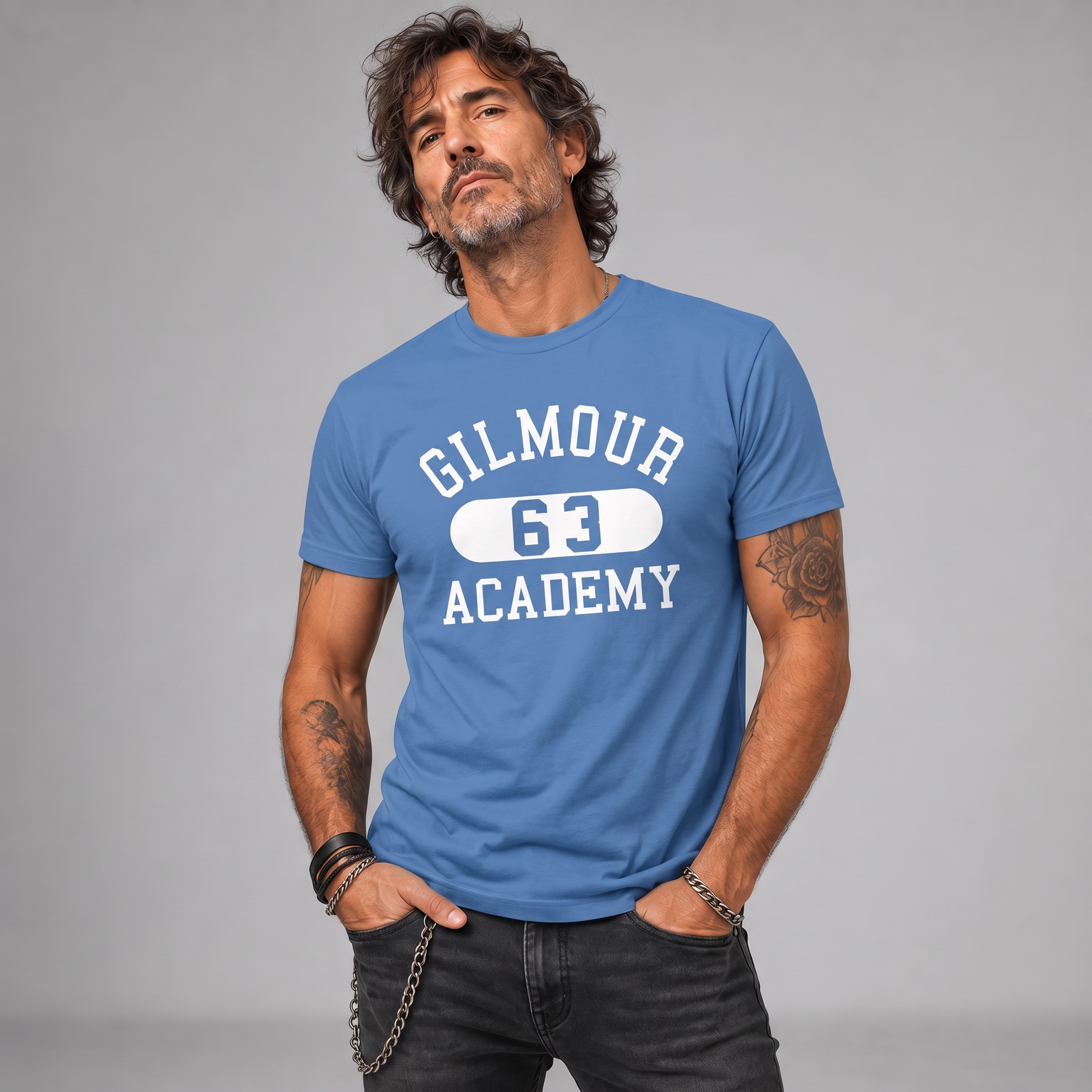 Modelo con la polera de David Gilmour de Poleras de Rock