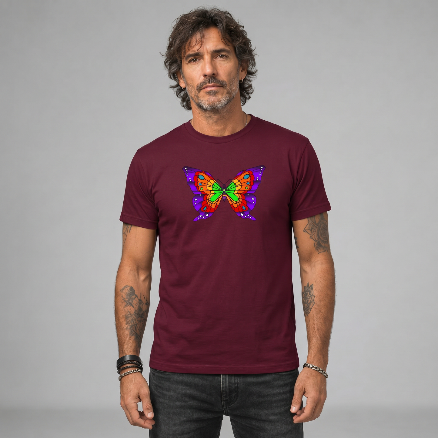 Modelo con la polera de Nick Mason Pink Floyd Pompeii de Poleras de Rock