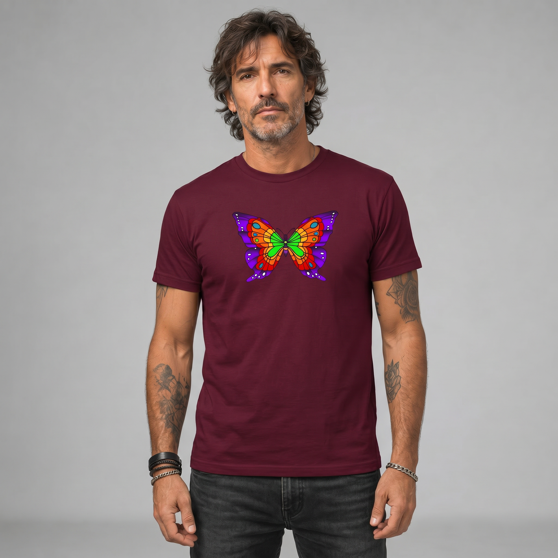 Modelo con la polera de Nick Mason Pink Floyd Pompeii de Poleras de Rock