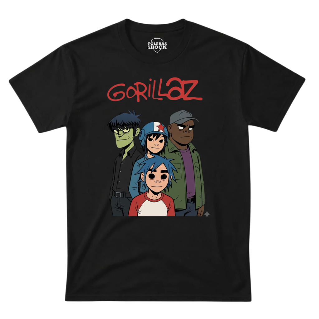 Polera MC Negra Gorillaz