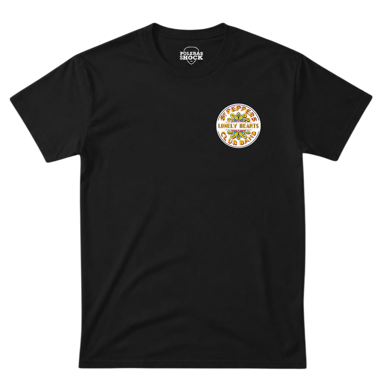 Polera The Beatles Sgt. Peppers Logo Pecho (Negra)