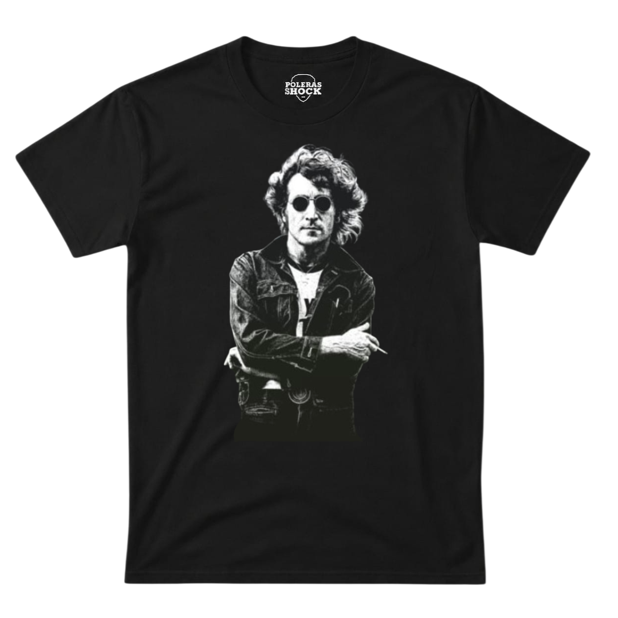 Polera John Lennon Retrato Vintage (Negra)
