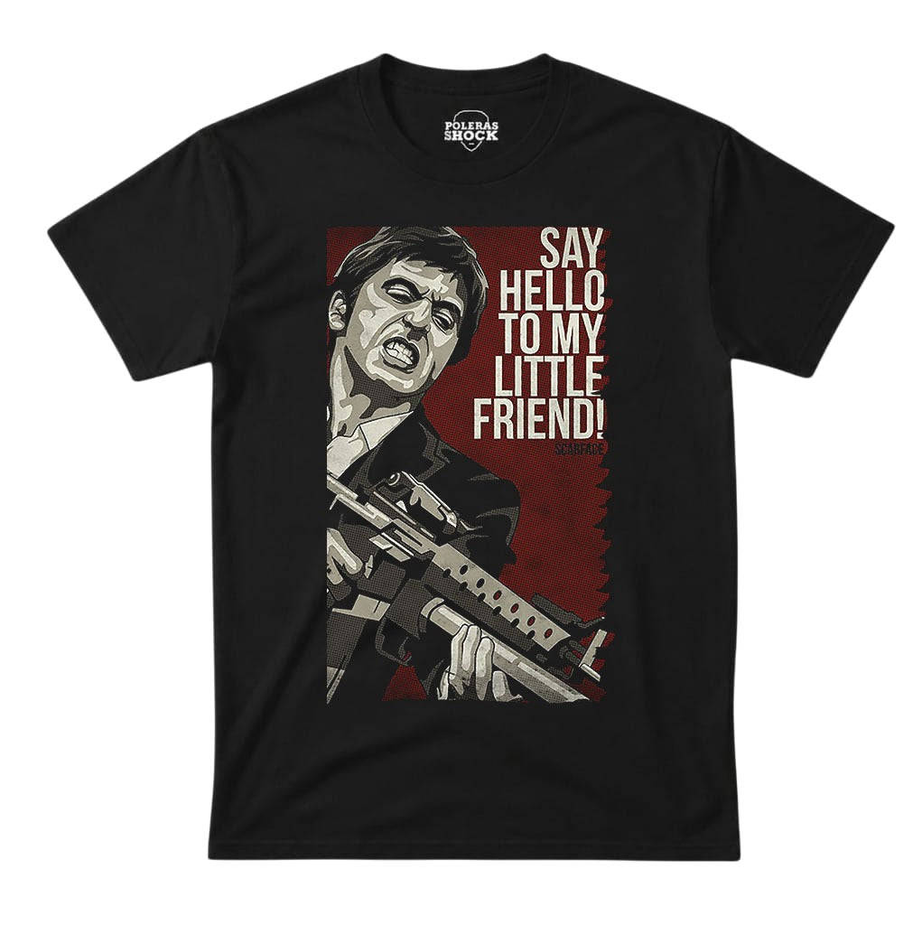 Polera Scarface Tony Montana – Say Hello To My Little Friend Cine Clásico - negra