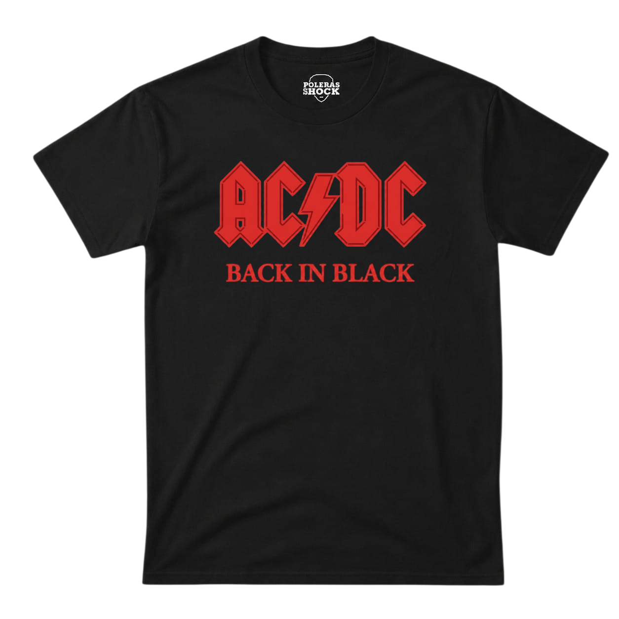 Polera AC/DC Back in Black Logo Rojo (Negra)
