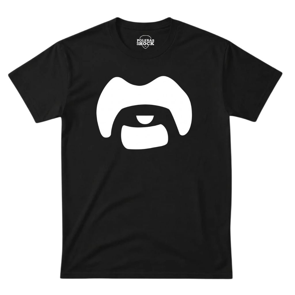 Polera MC Negra Frank Zappa Moustache