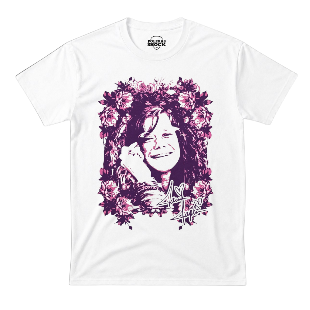 Polera MC Blanca Janis Joplin