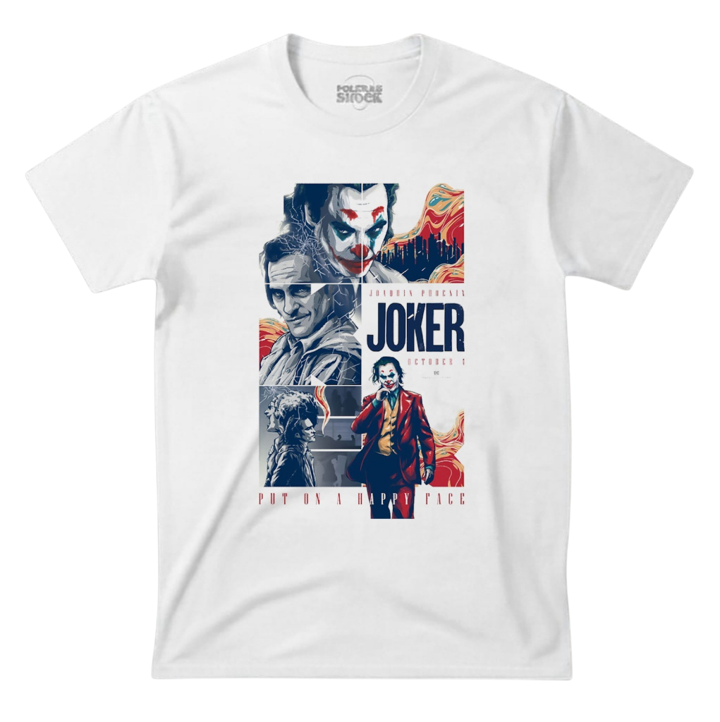 Polera Joker Joaquin Phoenix – Put On A Happy Face DC Comics Cine Blanca