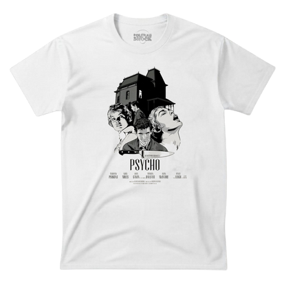 Polera Psycho Psicosis Alfred Hitchcock – Norman Bates Terror Clásico Blanca