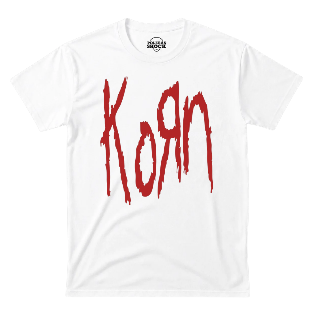 Polera MC Blanca Korn Logo Rojo