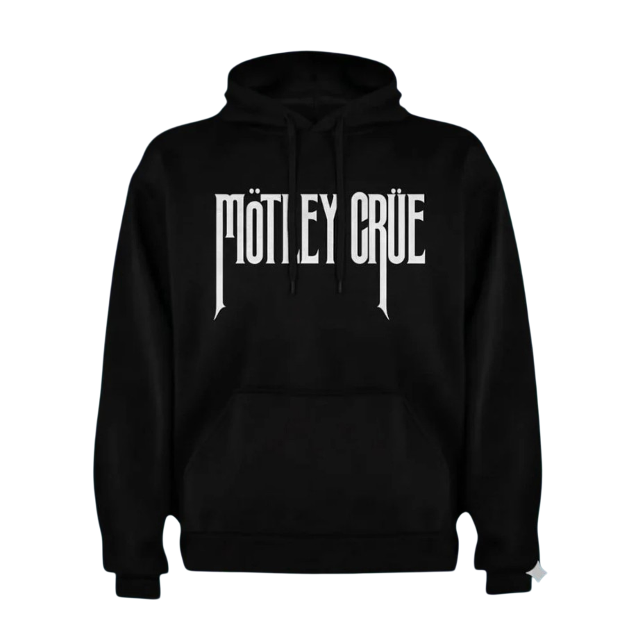 Poleron Canguro y Capucha Negro Mötley Crüe Logo Clásico