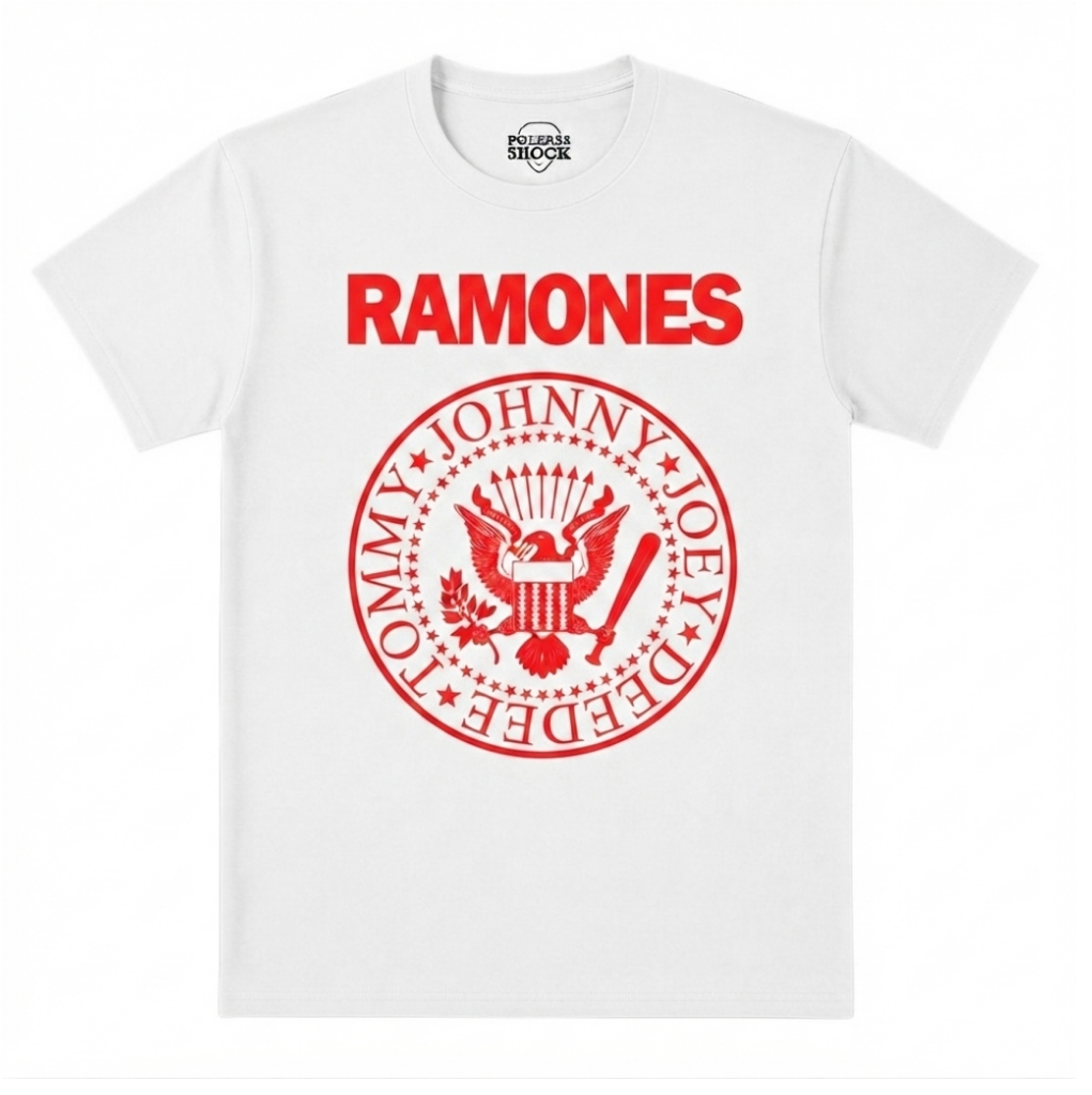 Polera MC Blanca The Ramones Logo Rojo