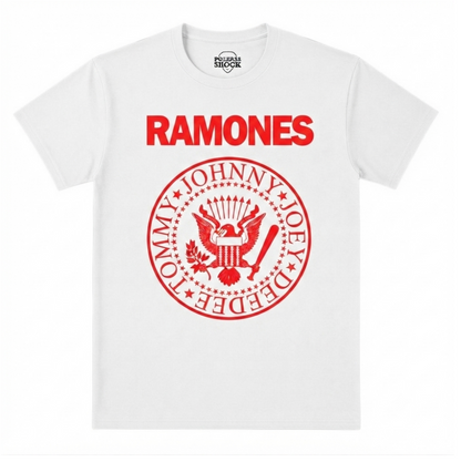 Polera MC Blanca The Ramones Logo Rojo