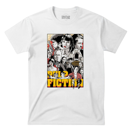 Polera Pulp Fiction Quentin Tarantino – Mia Wallace y Cast Cine de Culto Blanca