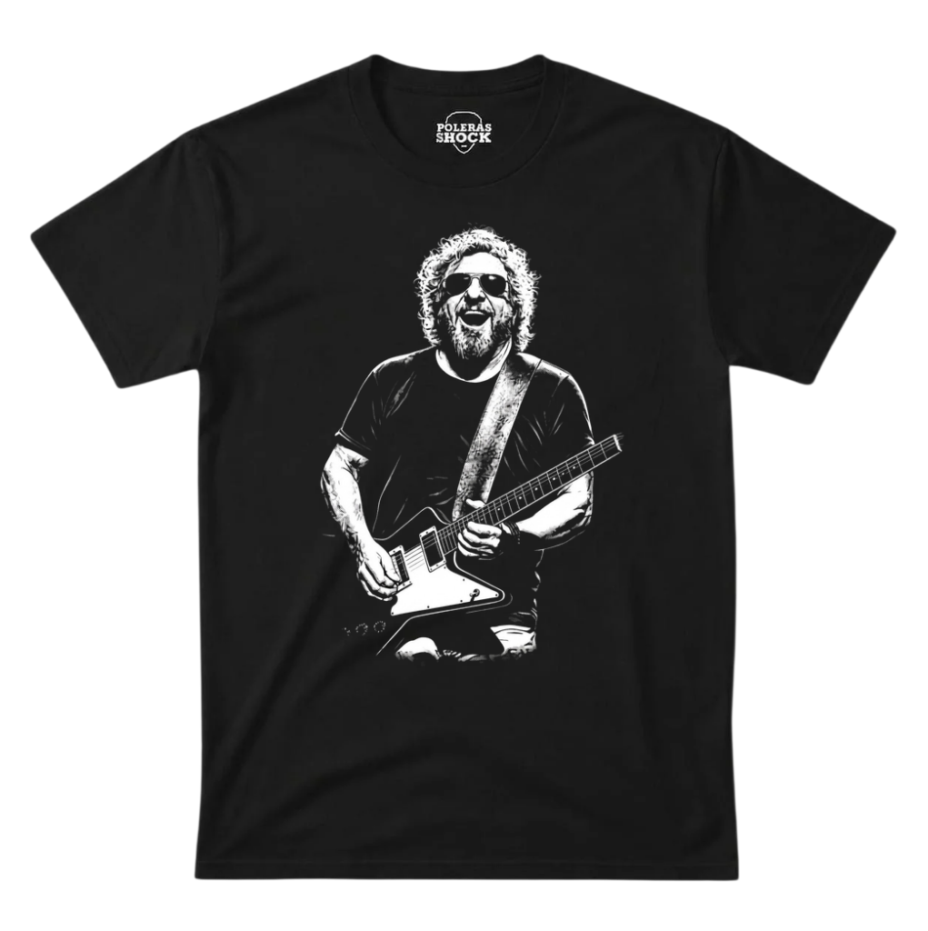 Polera MC Negra Sammy Hagar Guitarra Vintage
