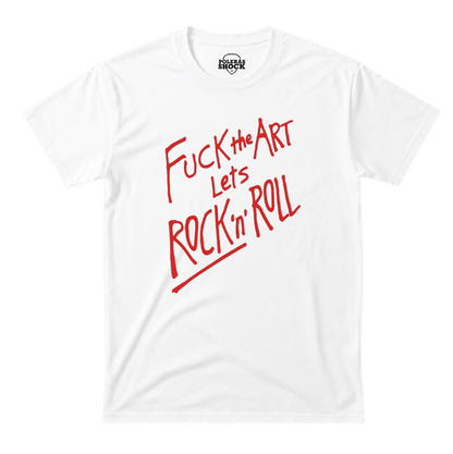Polera MC Blanca Rod Stewart Fuck The Art