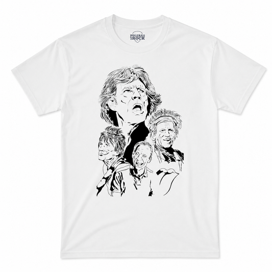 Polera The Rolling Stones Mick Jagger Vintage Blanco