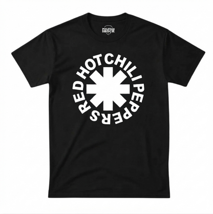 Polera MC Negra Red Hot Chili Peppers Logo Blanco