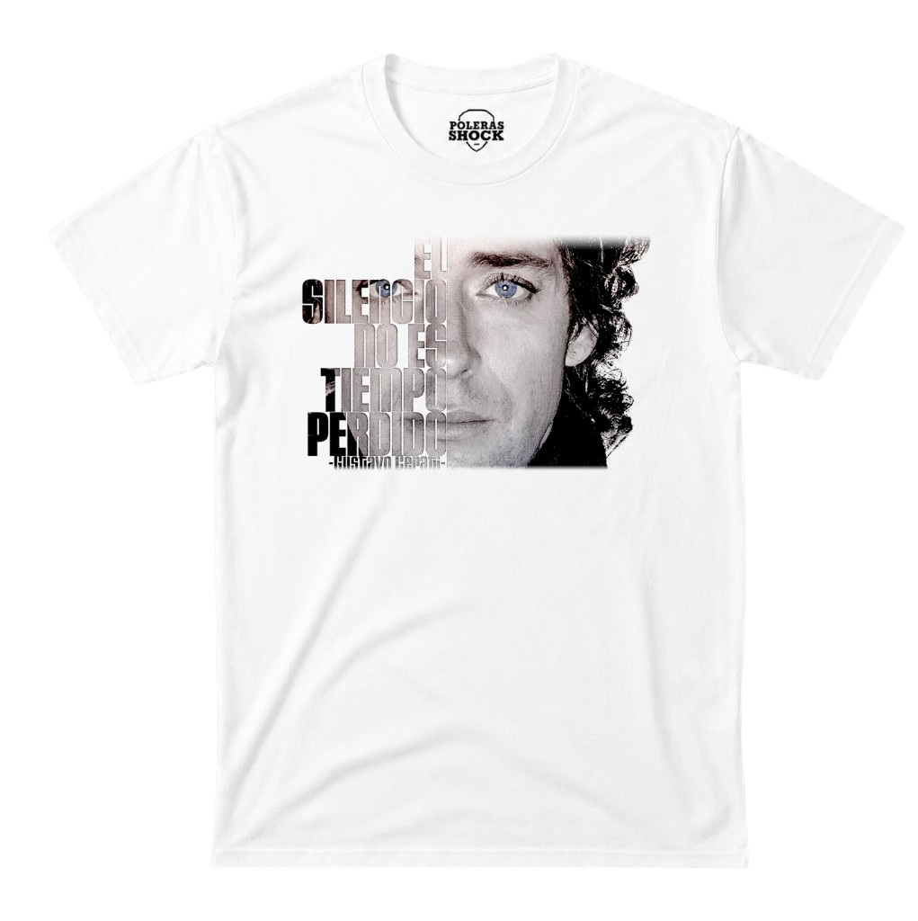 Polera Gustavo Cerati – «El Silencio No Es Tiempo Perdido» (Blanca)