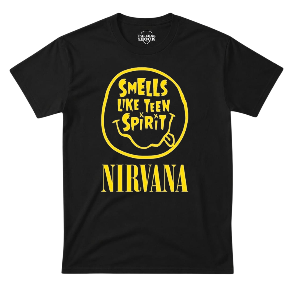 Polera MC Negra Nirvana Smells Like Teen Spirit