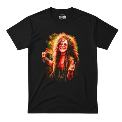 Polera MC Negra Janis Joplin Psychedelic
