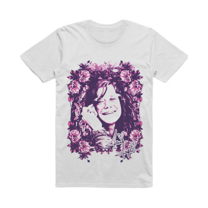 Polera Janis Joplin - Diseño Exclusivo (Blanca)